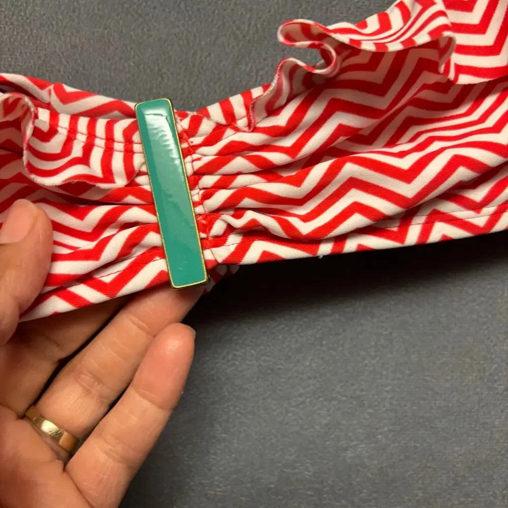 Xhilaration Strapless Bikini Top Womens Medium Sjkirted Geometric Shapes Tie Sea